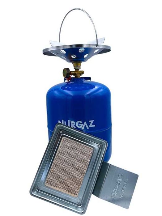 Газовый баллон NURGAZ 12, 8л + Горелка. Кемпинг, АЗС Заправка