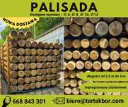 Palisada drewniana, impregnowana ciśnieniowo Ø 6, Ø 8,  Ø 10, Ø 12