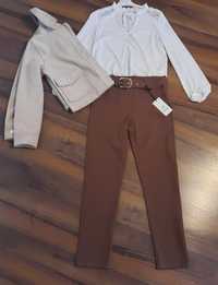 Nowe czekoladowe spodnie z paskiem rozm. M/38 Firma Top Trendy