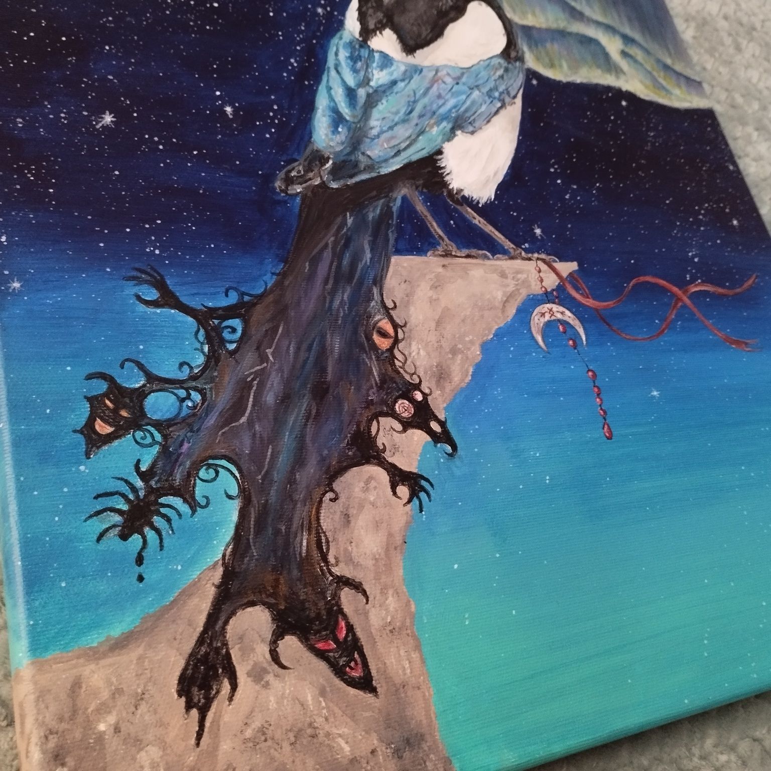 Mroczna sroka, obraz 50*40cm
