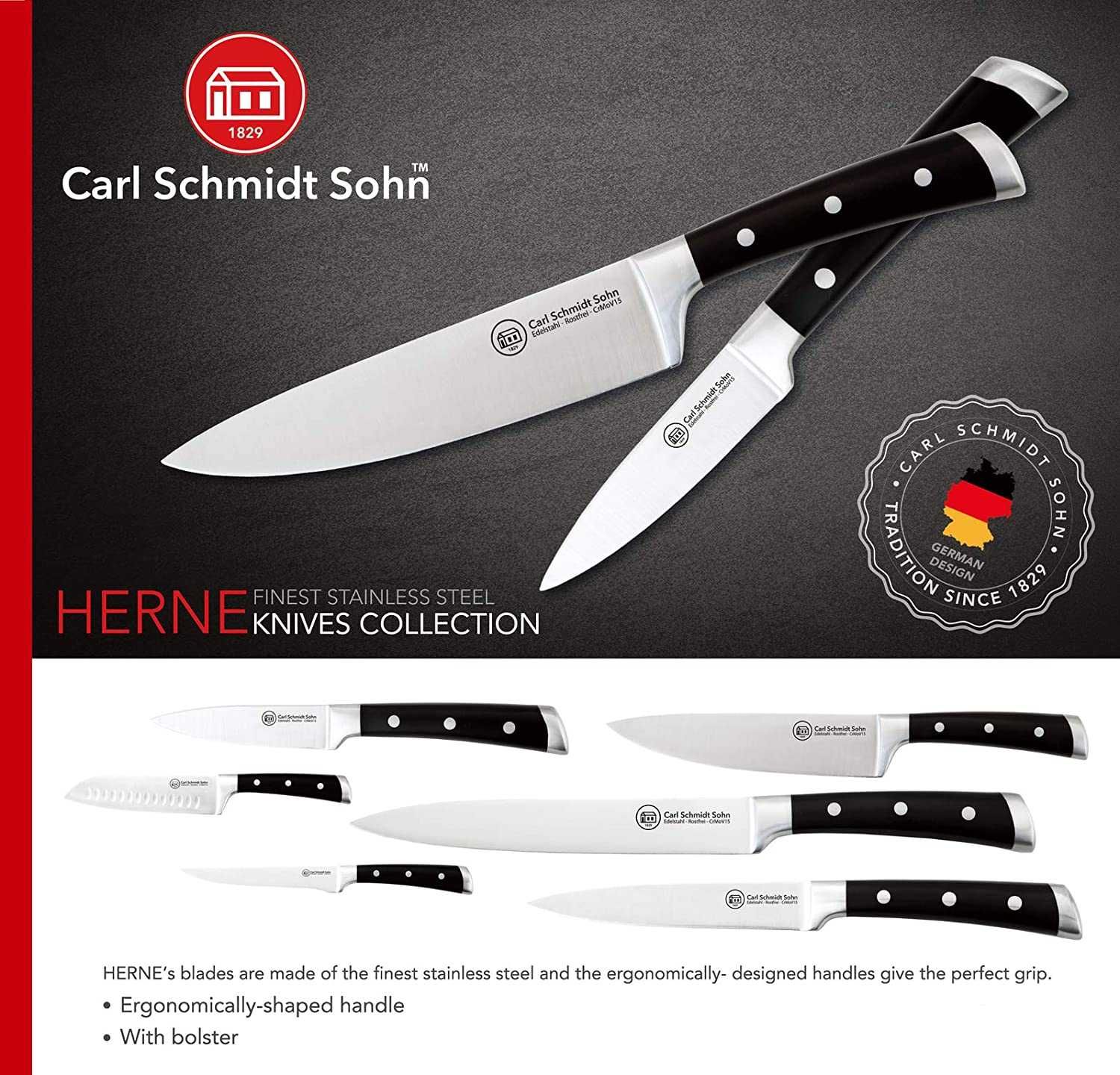 NÓŻ do mięsa, BLACK line, carving KNIFE 20 cm, Carl Schmidt Sohn