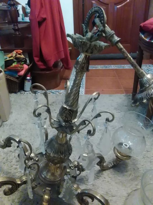 Candeeiro latão 6 braços