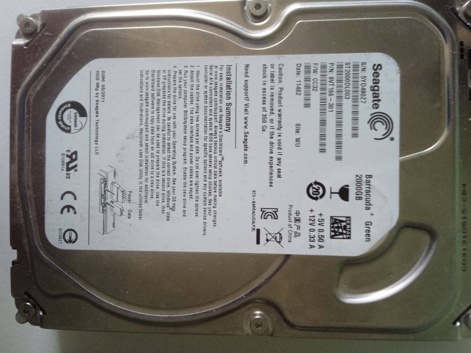 2 Dyski twarde HDD 2000GB i 160GB