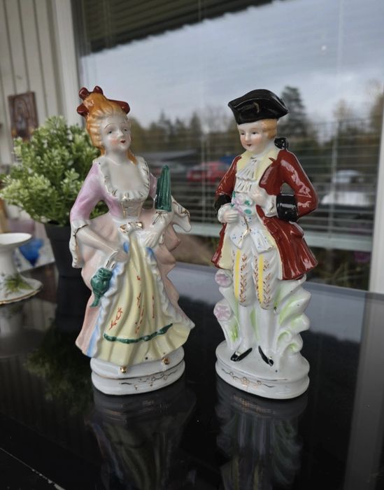 Dwie piękne figurki wiktoriańska para stare Antyk Zabytek Staroć