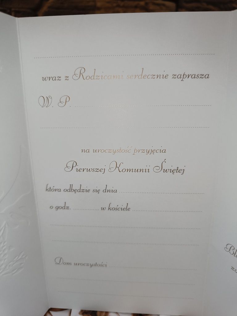 Komplet 5 zaproszeń na Komunię, zaproszenie dziewczynka komunia, nowe