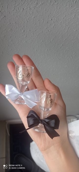 Oszukane kieliszki do wódki złoto biel Glamour mąż żona