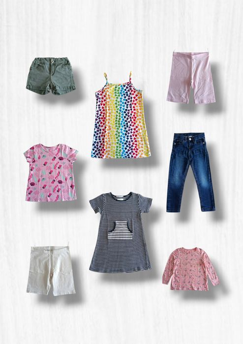 Lote 8 peças, roupa menina verão, Tam. 4-6 anos
