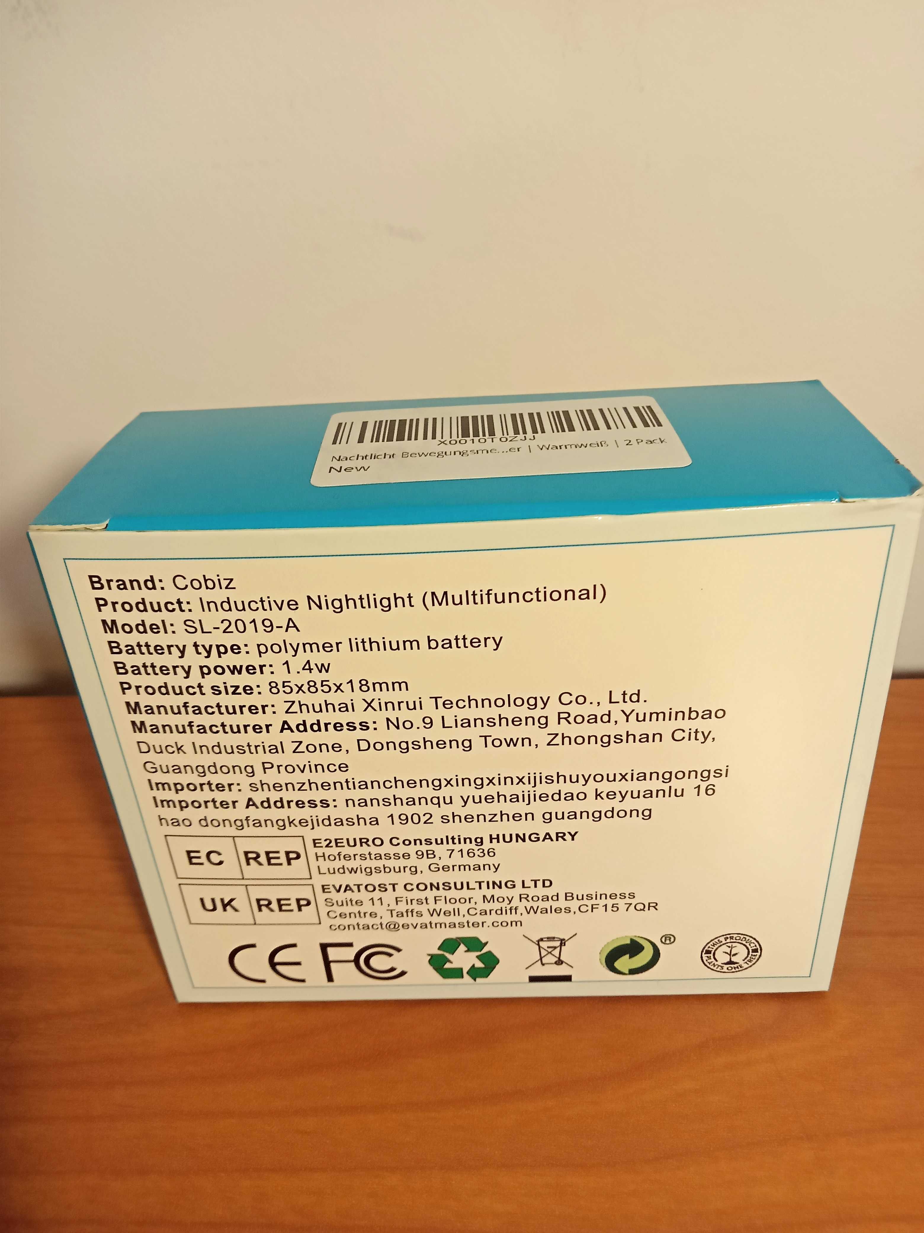 bezprzewodowa LAMPKA NOCNA LED Z czujnikiem RUCHU USB magnes 2szt nowe