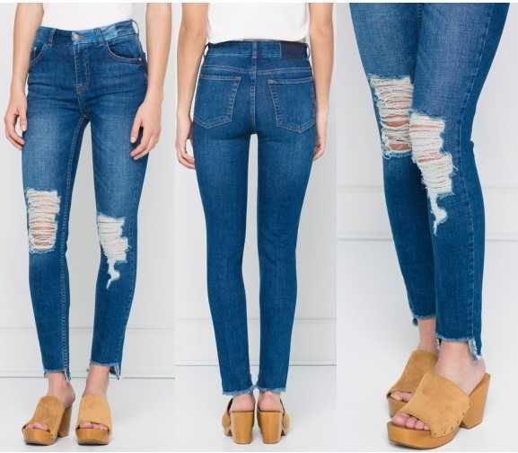 PULL&BEAR rurki SKINNY przecieran DZIURY 42 XL