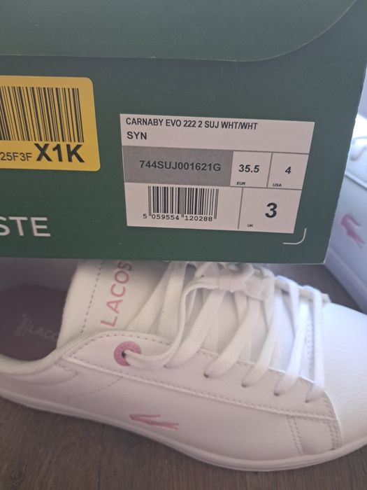 Lacoste tenisówki sneakersy białe z logo r 35,5 carnaby Evo 222
