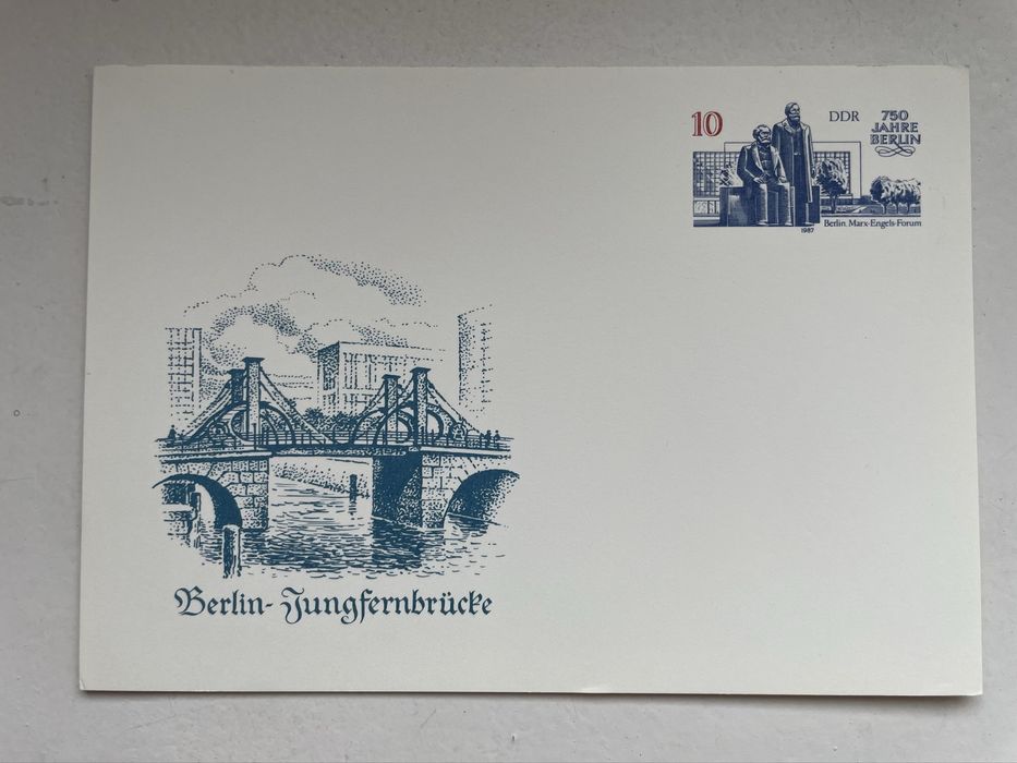 DDR 1987 – Karta pocztowa 750 lat Berlina, Jungfernbrücke