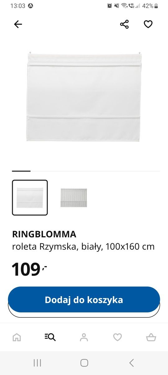 Rolety rzymskie Ikea RINGBLOMMA 100 cm