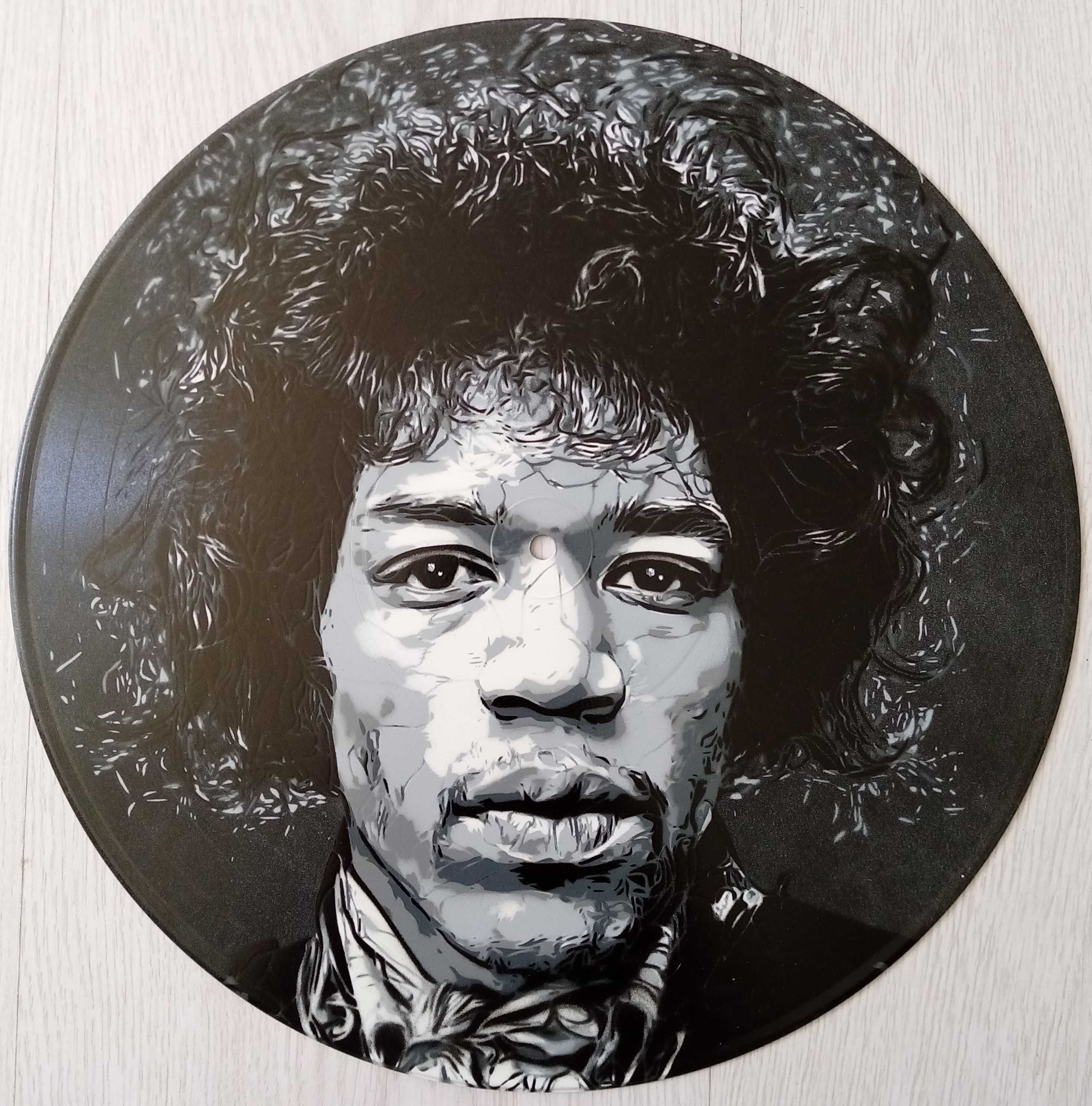 Jimi Hendrix pintura original em disco de vinil