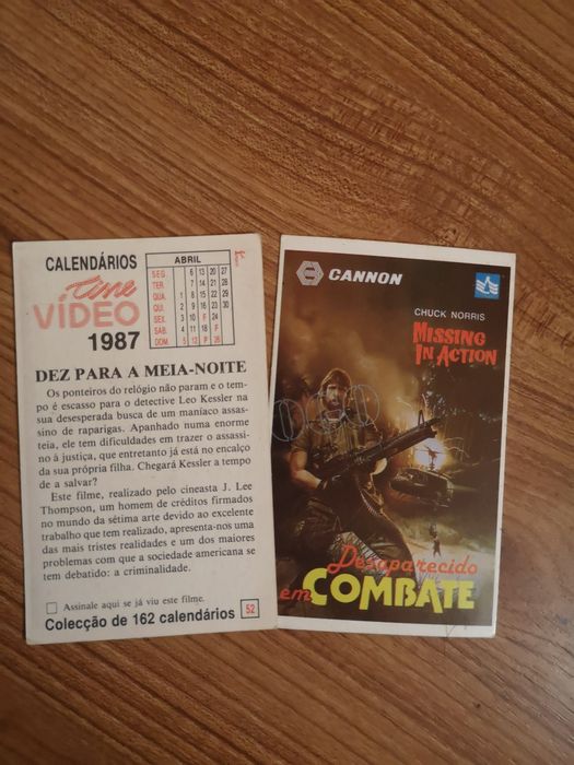 Calendários cine video 1987
