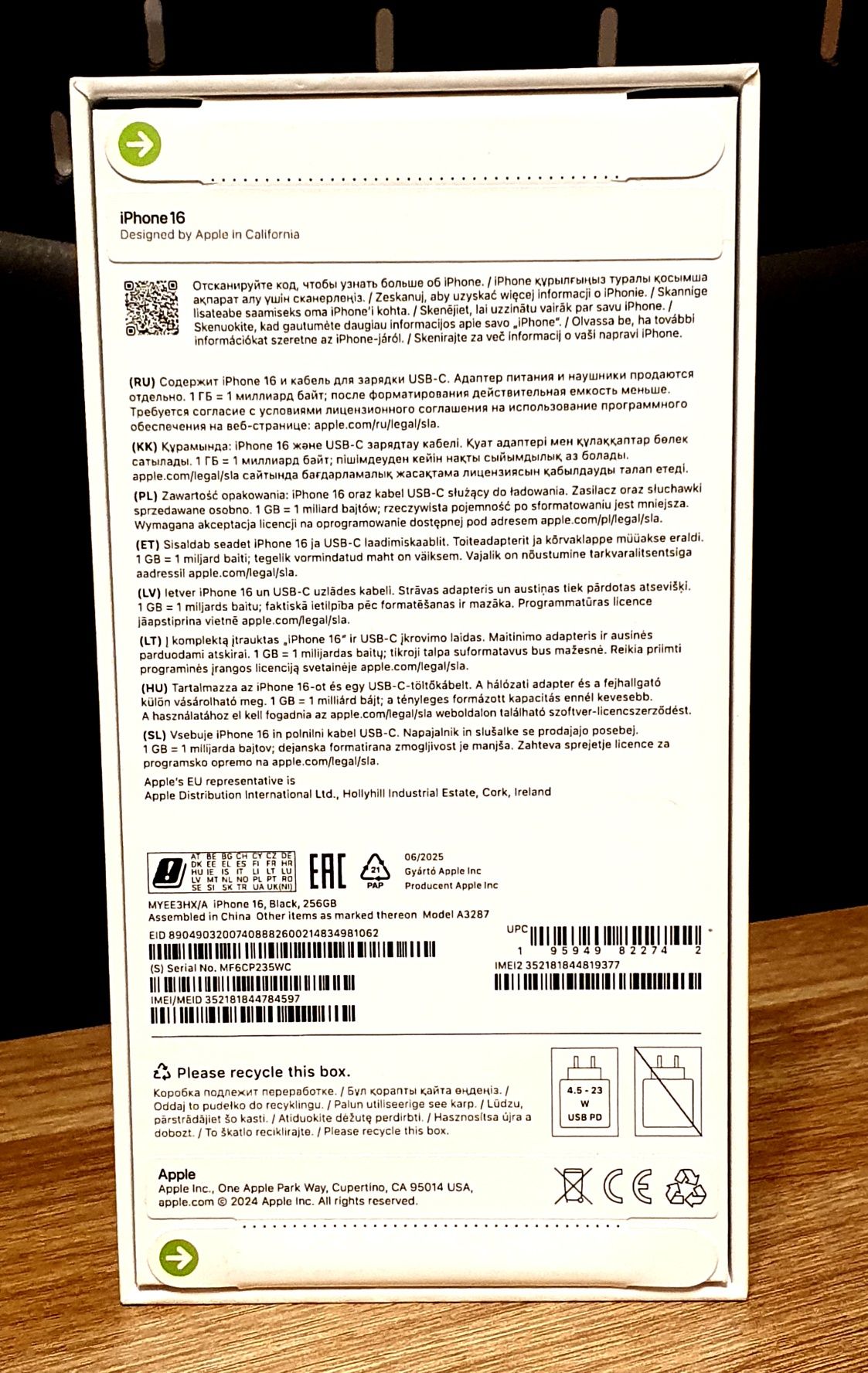 NOWY! iPhone 16 black, 256gb, model A3287 [Białystok]