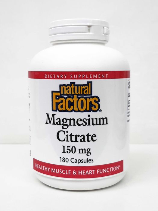 Магній цитрат Natural Factors, 150 мг, 90/180/360 капсул