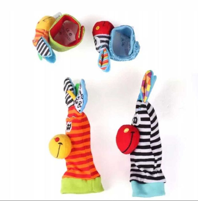 Zestaw 4w1 SKARPETKI 3D Opaska Na Rączki Ręce Grzechotki Zabawka