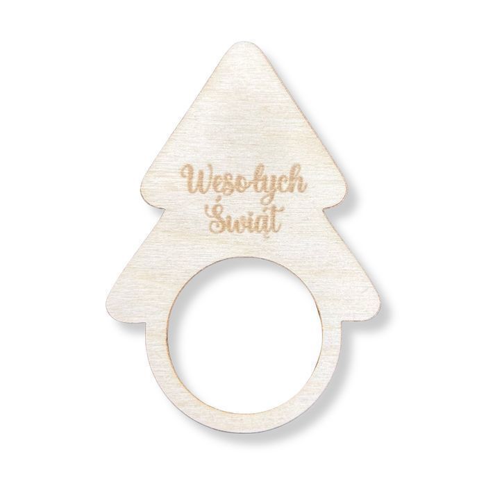Drewniana choinka świąteczna Wesołych Świąt bombka pierścień serwetki