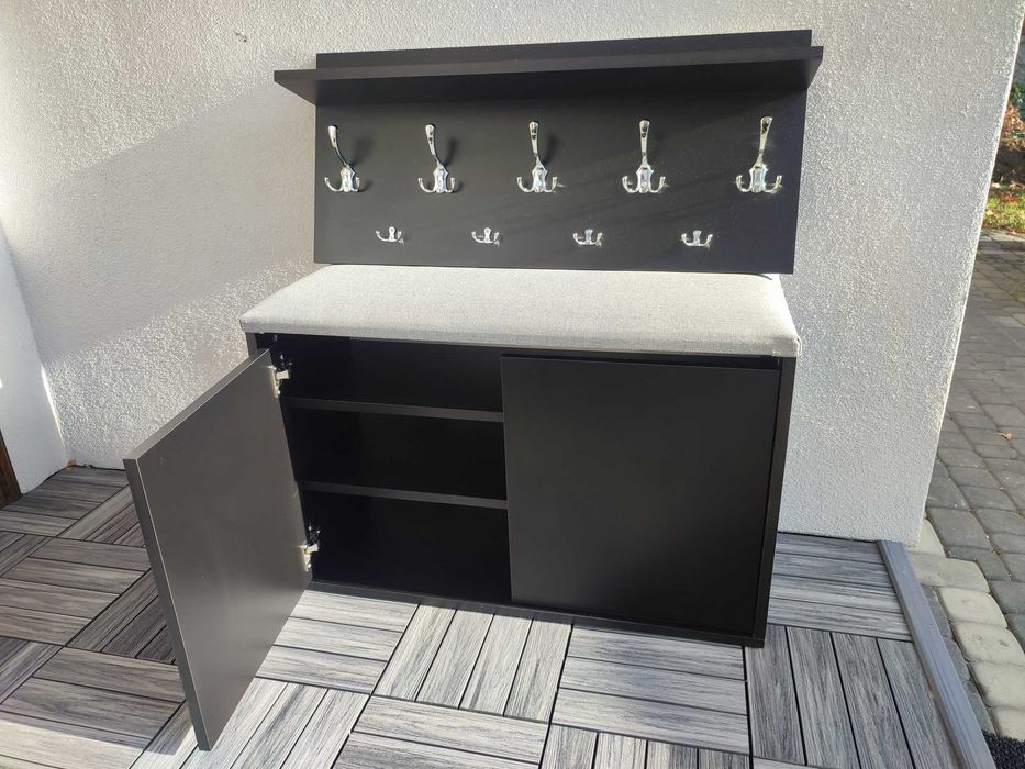 Szafka na buty z siedziskiem plus wieszak szer 90 cm kol