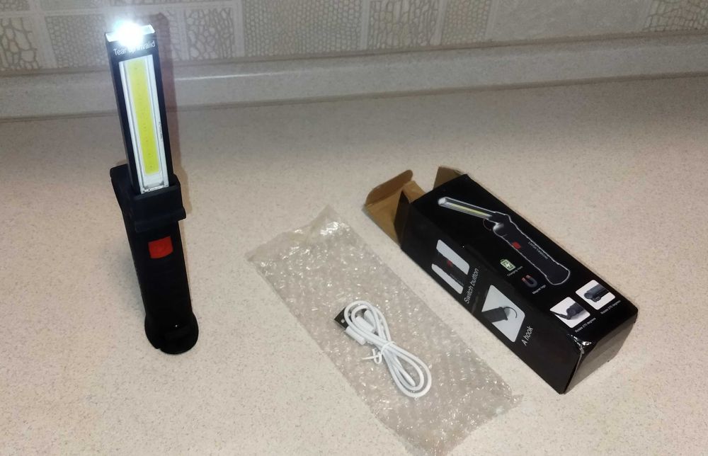 Фонарик складной  "WorkLight" - Cob + Led  на аккумуляторе 18650