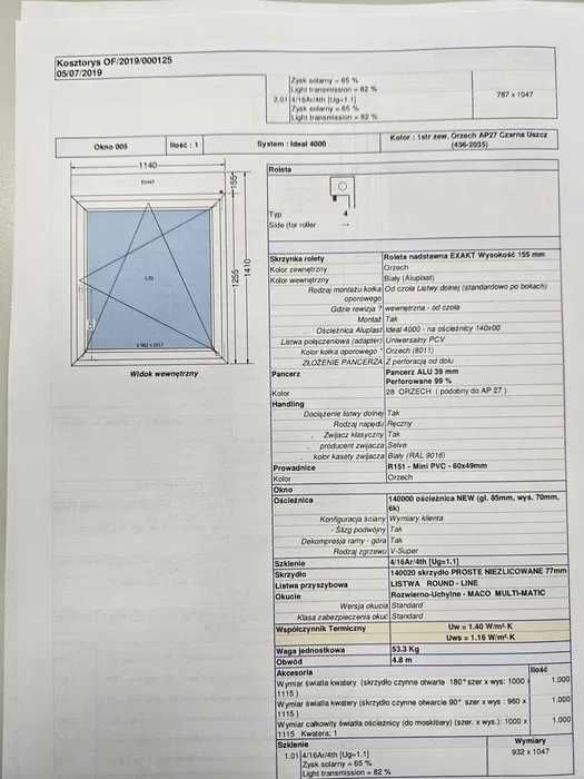 Okna Aluplast orzech argon  roleta 141x145 86x226 114x141 5 sztuk 82mm
