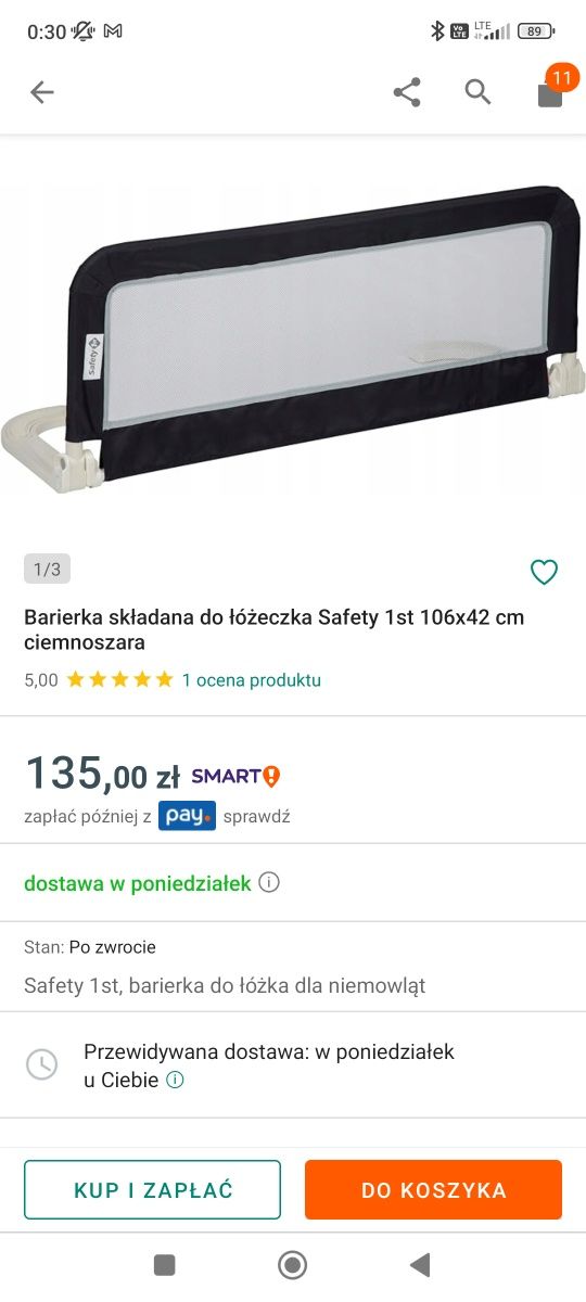 Safety 1st boczna barierka na łóżko