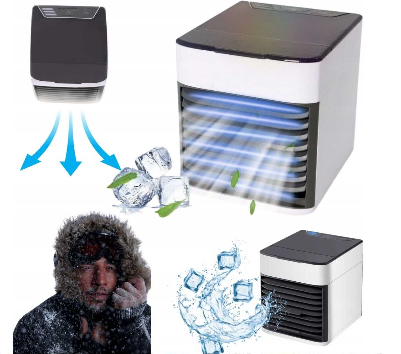 KLIMATYZATOR PRZENOŚNY na USB na wodę i lód 3W1 klimator wentylator