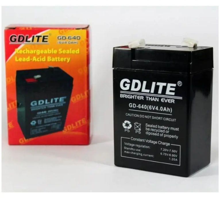 Акумулятор аккумулятор 6V 4Ah 4.5Ah 6Ah GDLite для ваг ліхтарів
