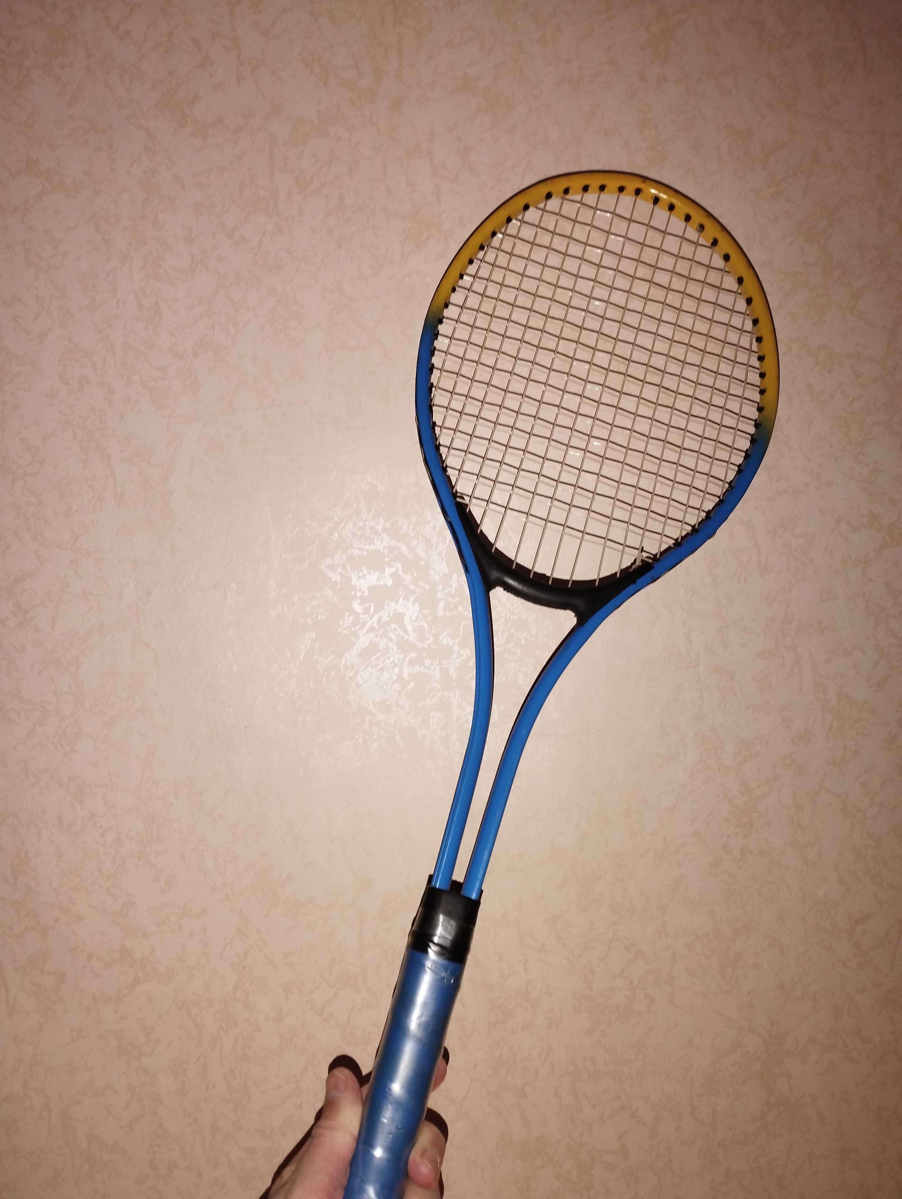 ракетка для большого тениса жёлто-синяя