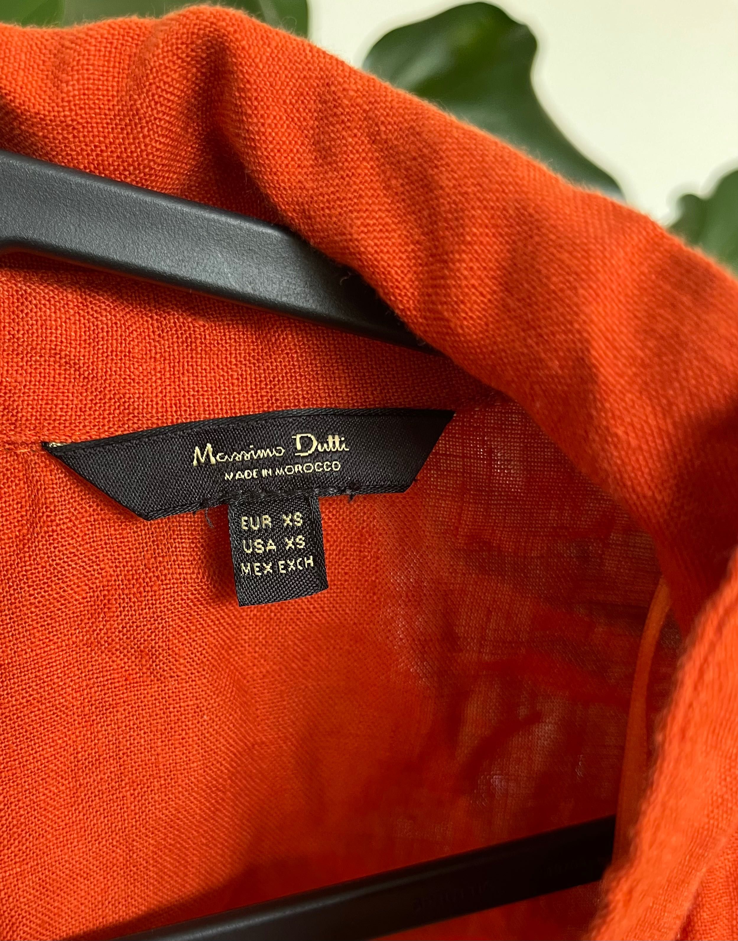 Massimo Dutti - lniana kopertowa sukienka z kieszeniami rozm. XS 34