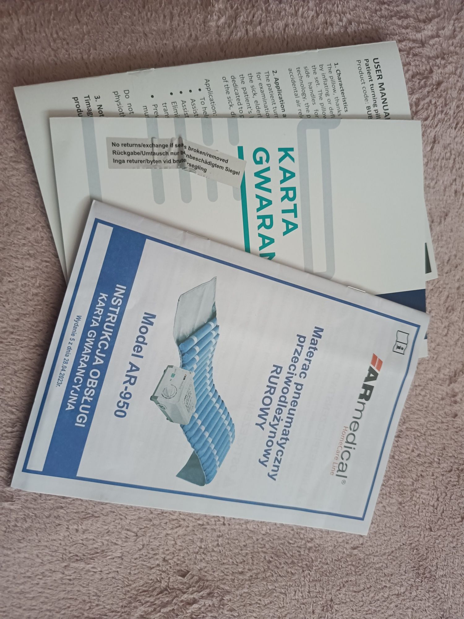 Materac przeciwodleżynowy pneumatyczny