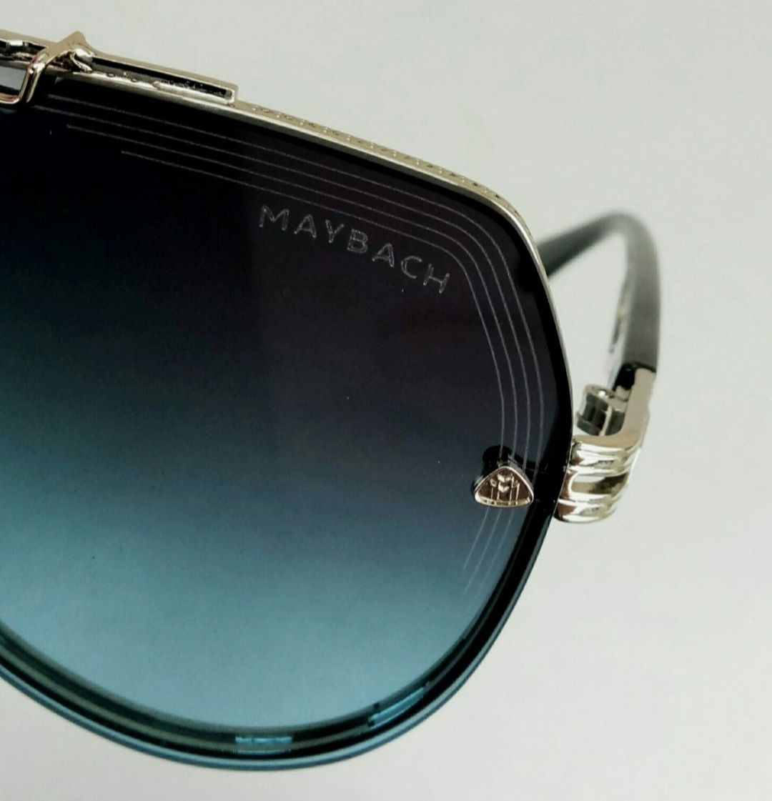 Maybach очень стильные мужские очки серо синий градиент в серебр метал