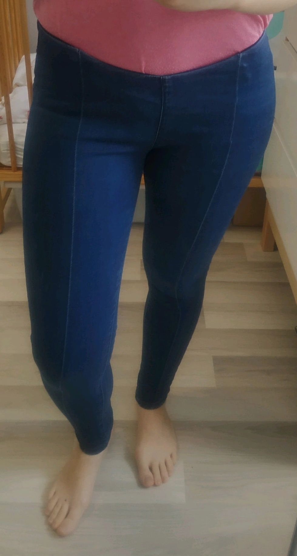Spodnie ciążowe dżinsy niebieskie tregginsy dla mamy seraphine 34 xs z