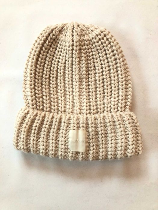 Czapka Outhorn kremowa gruby splot zimowa ciepła 4f