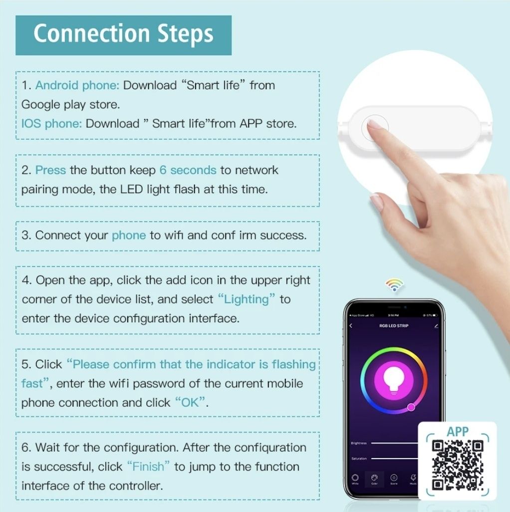 Inteligentna taśma LED RGB WiFi ZigBee TUYA 5 metrów  DC 5V