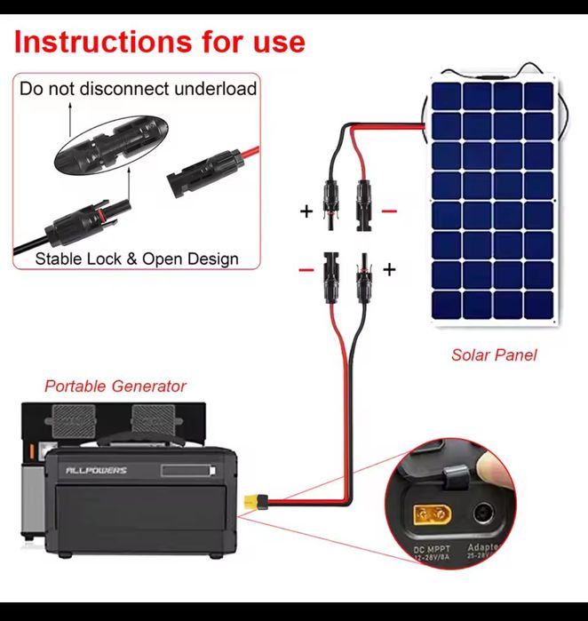 Кабель xt60 female-mc4,для зарядной станции,солнечных панелей,0.6m