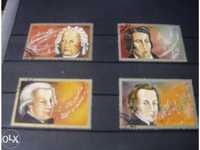 Selos de 4 compositores Mozart Bach Chopin e Liszt