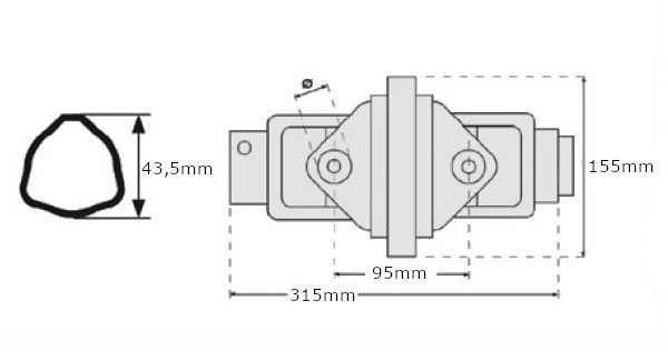 Przegub dwukrzyżakowy szerokokątny wałka WOM 23.8x91 / 27x74.6mm