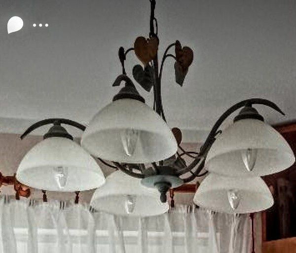 żyrandol lampa sufitowa wisząca zielona złote listki 5-ramienna