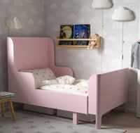 Ikea BUSUNGE łóżko rosnące z dzieckiem 80x200 różowe.