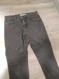 czarne ciemno szare spodnie wysoki stan jeans s/m