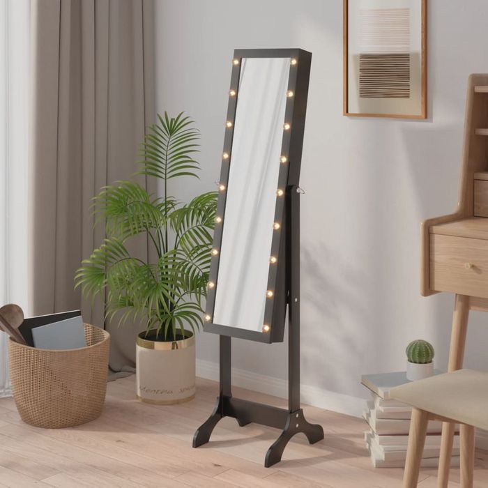 Lustro Stojące Z Led, Czarne, 34X37X146 Cm