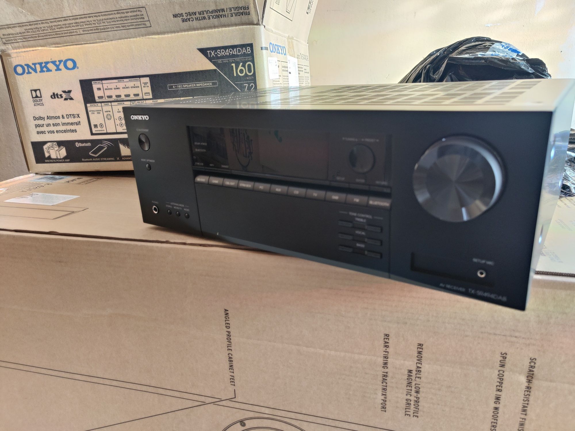 Kino domowe Ampltuner Onkyo TX-SR494DAB  + kolumny M audio Hcs 7720