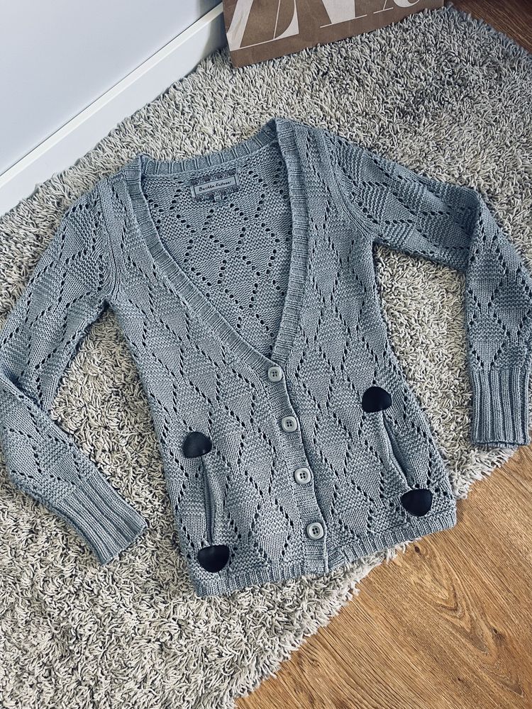Kardigan szary na guziki damski bershka rozm S sweter szurowy