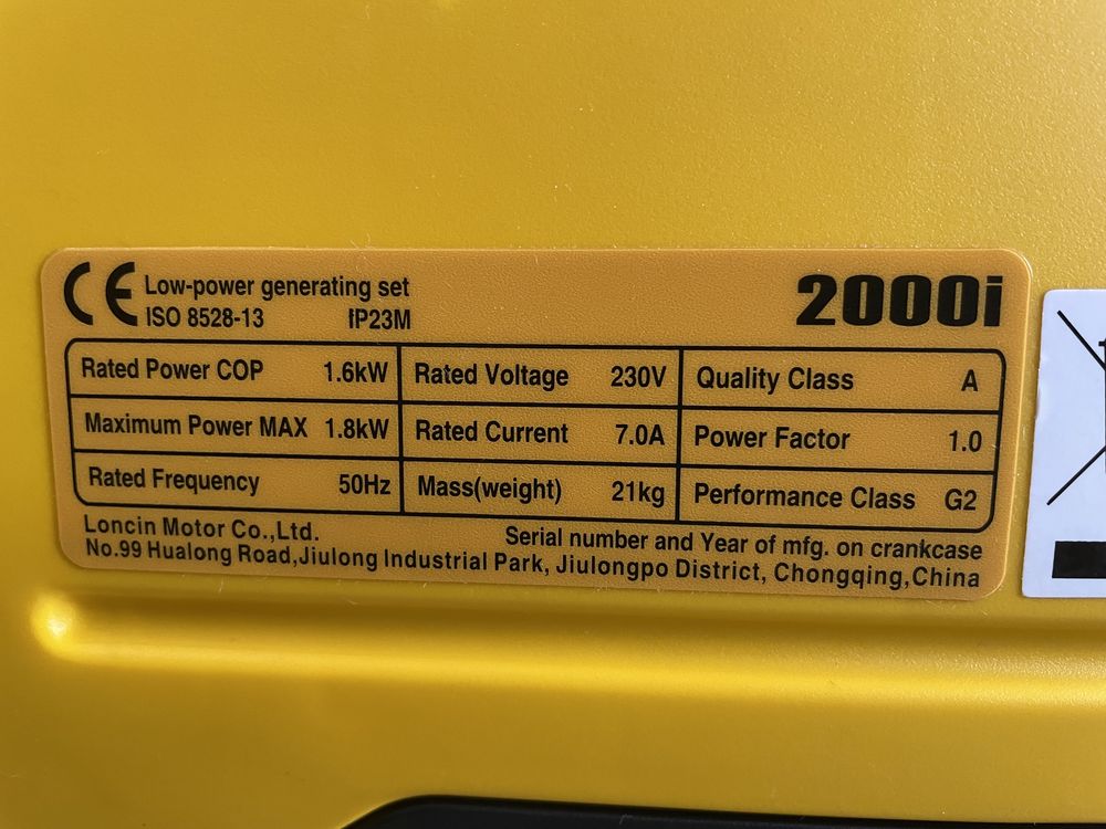 Loncin LC 2000 i бензиновый инверторный генератор.