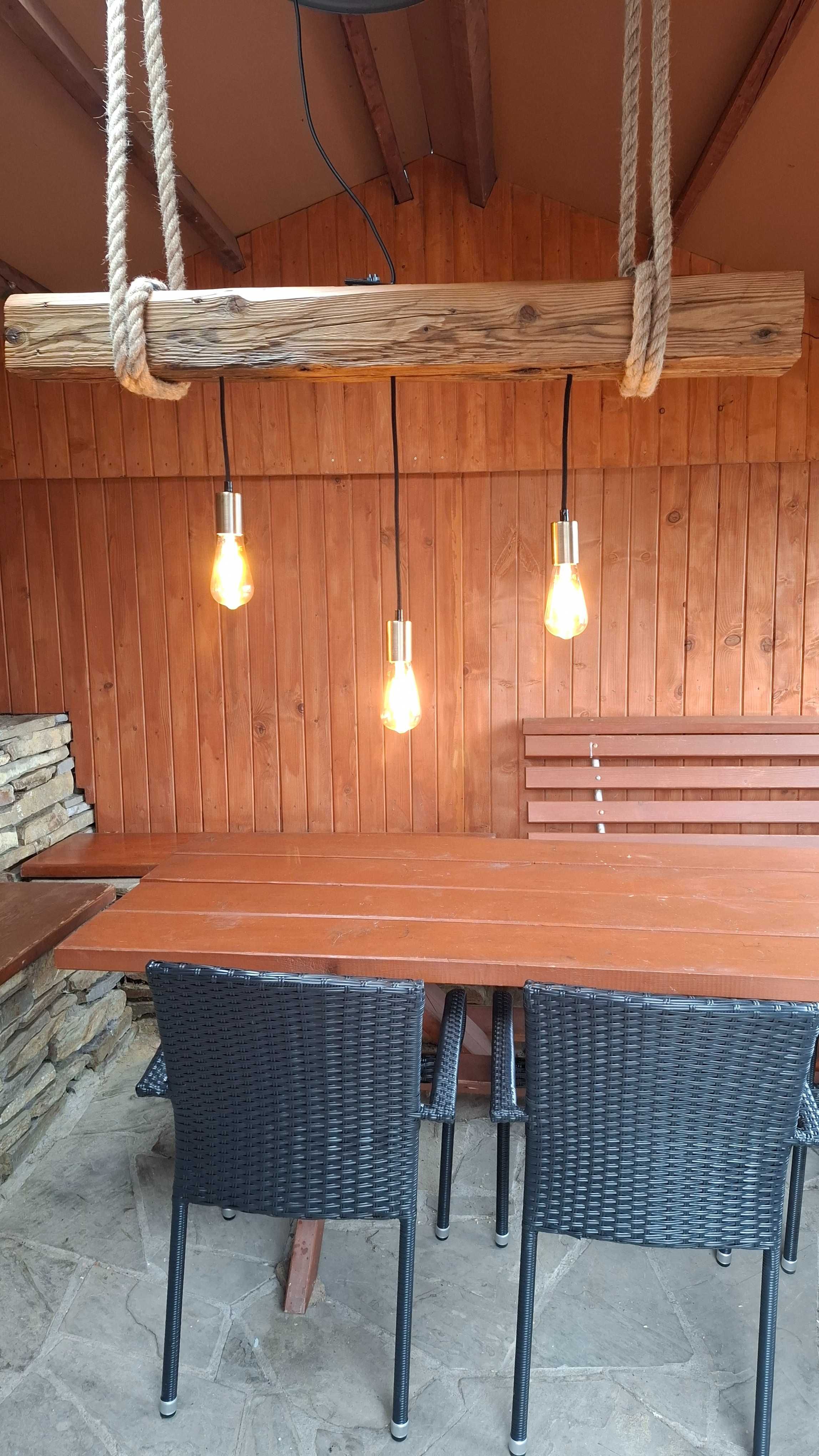 Wisząca Lampa Ze Starej Belki Ręcznie Wykonana Loft