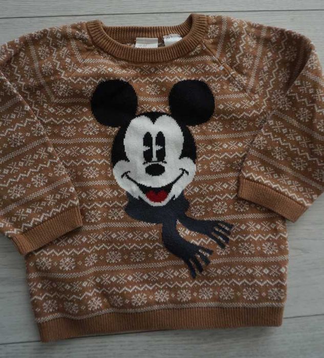 brązowy sweter~ Disney~ h&m r.74 jak nowy