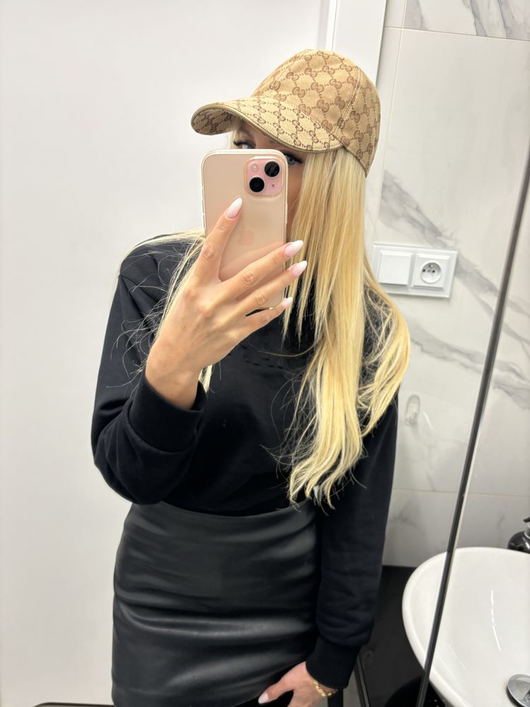 Gucci czapka z daszkiem brazowa monogram logo miu celin
