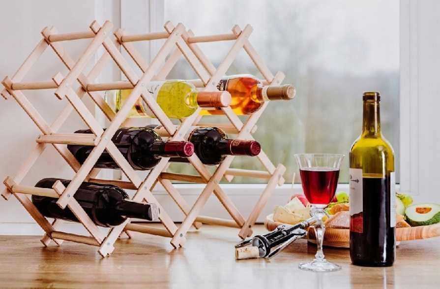 Drewniany stojak na wino składany regał na butelki
