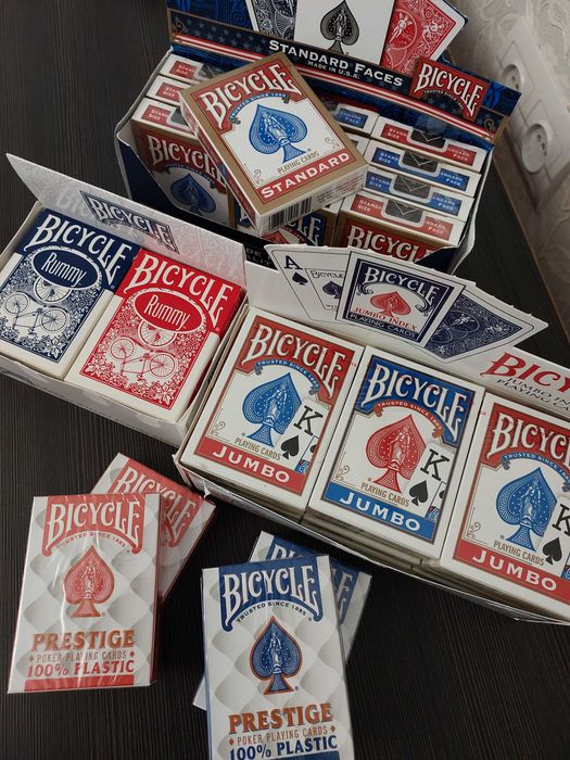 Карты игральные BICYCLE: 
Jumbo,  STANDARD, PRESTIGE, RUMMY.